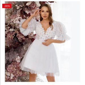 NWT Bridesmaid World Short Dress with Pearls and Open Back